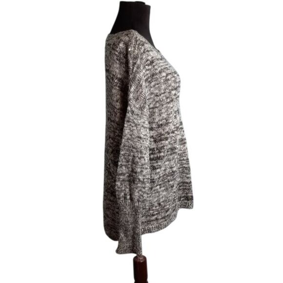 Rock & Republic Size XL Womens Sweater Black White Knit Sequins Hi-Lo Hemline - Picture 6 of 10